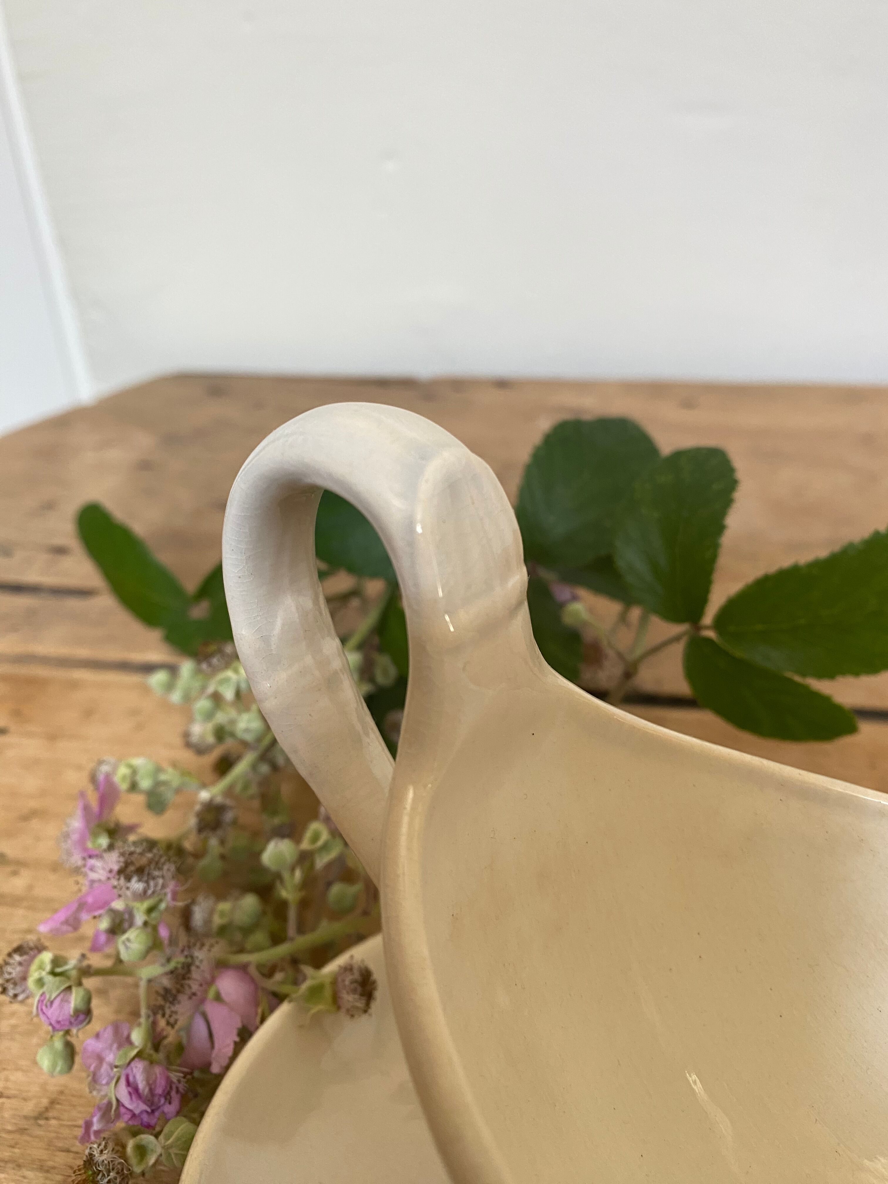 Creil and Montereau porcelain sauce boat