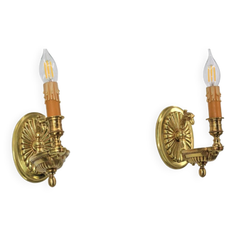 Paire d'appliques en bronze doré style Directoire Lucien Gau