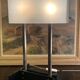 70's design lamp. Chrome with white and smoked grey Plexiglas.