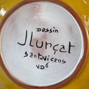 Terracotta plate, Jean Lurçat decorated with a rooster and foliage.