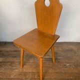 Série de 4 chaises bistrot rustique brutaliste en bois clair