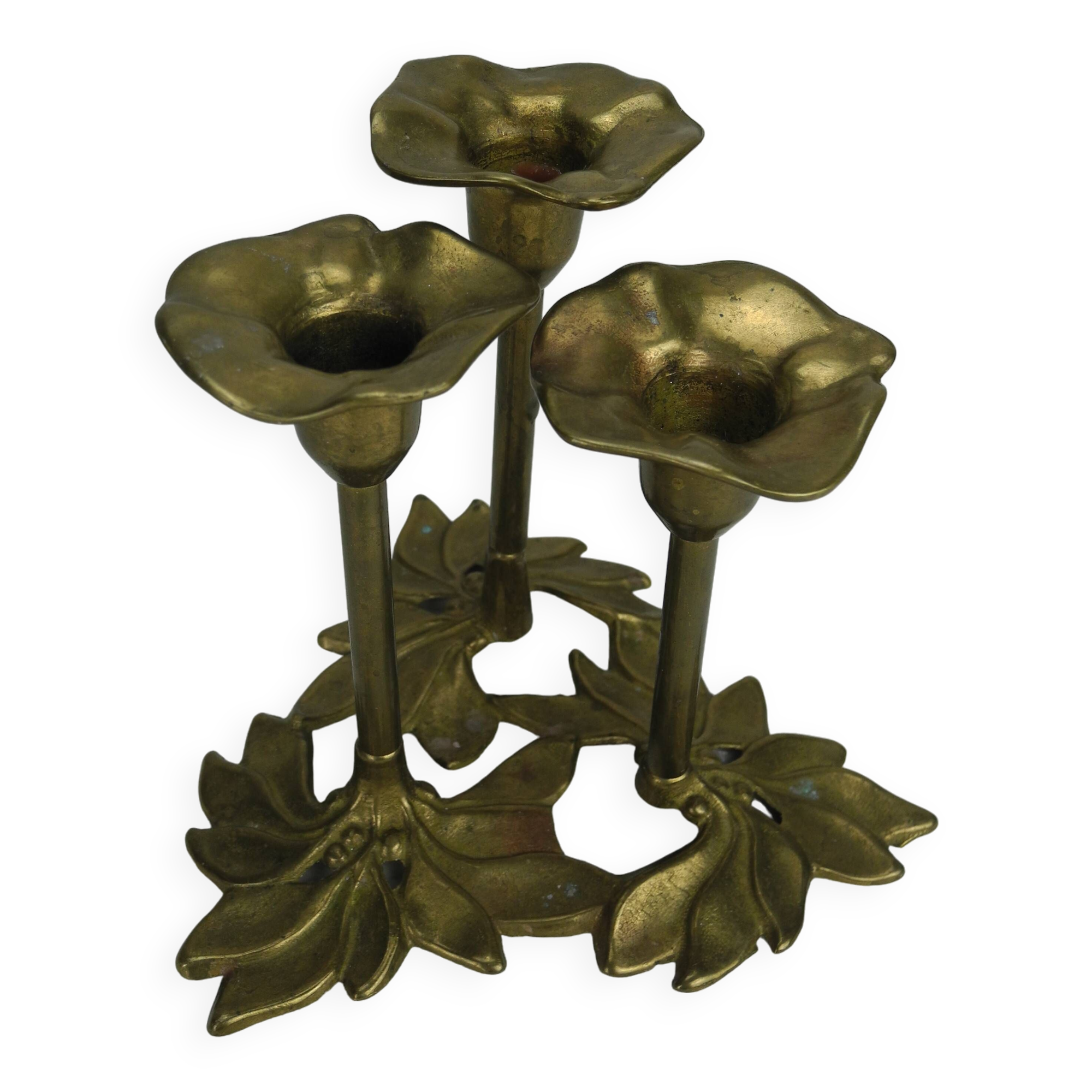 Antique floral candlestick vintage brass candlestick candleholder