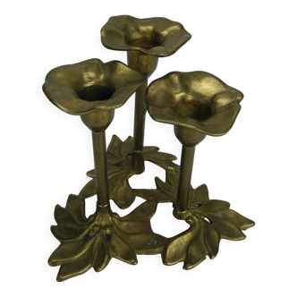 Antique floral candlestick vintage brass candlestick candleholder