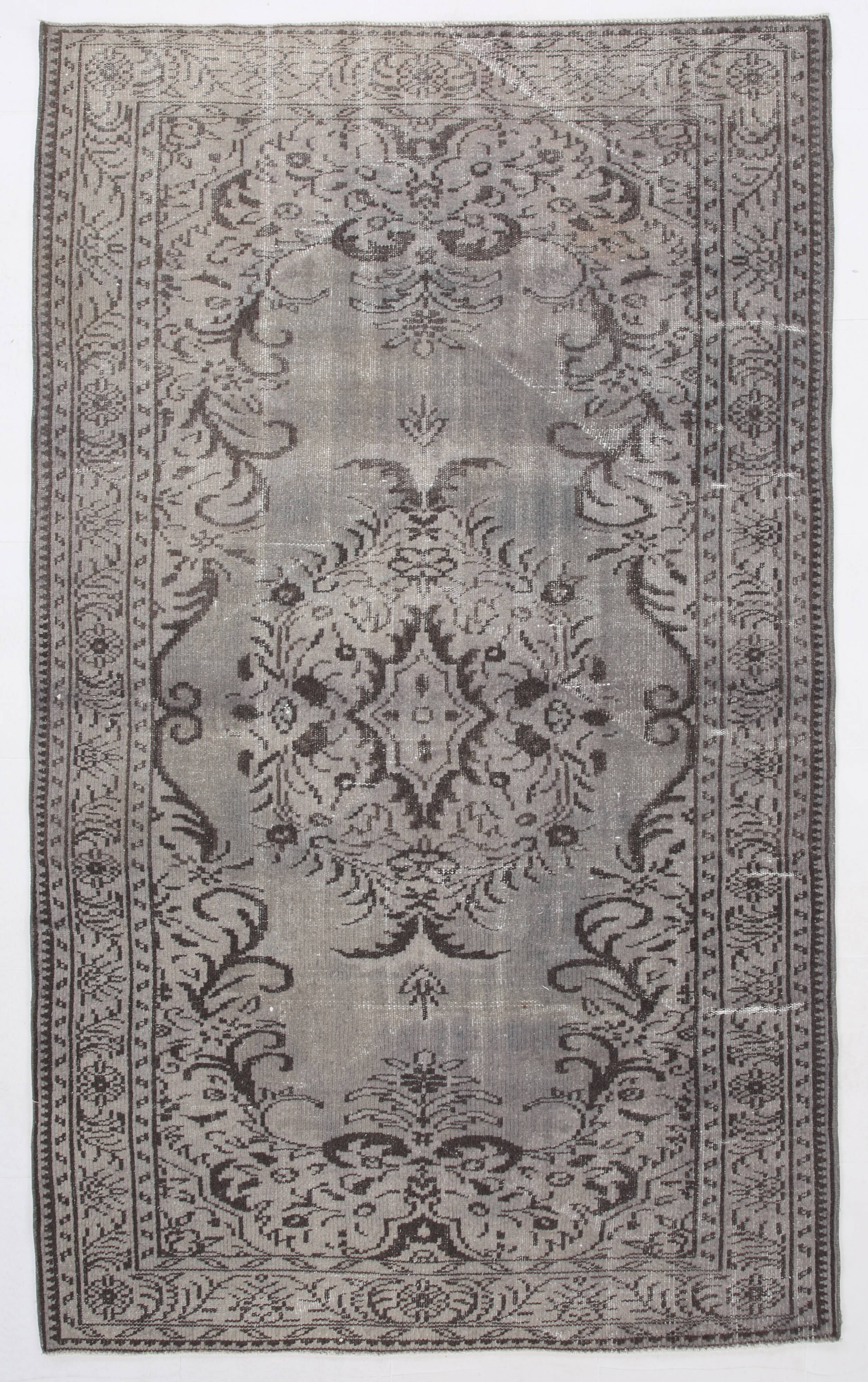 5x8 Shades Of Gray Black Oriental Vintage Turkish Rug, 150x250Cm SK 2874