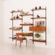 Kai Kristiansen teak wall unit with a desk and a lamp, FM Mobler, 1960s