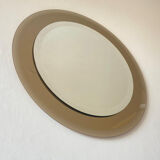 Round mirror ground crystal, Italy 70s, signed Lupi Cristal Luxor