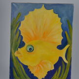 Huile sur toile poisson soleil
