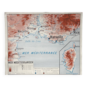 Old school map Bordeaux Aquitain Basin/Marseille Mediterranean Basin Éditions Rossignol