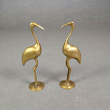 Couple d'ibis en laiton vintage