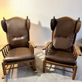 1950s leather wingback armchair