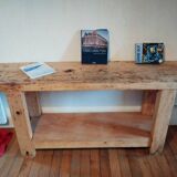 Restored old solid wood workbench