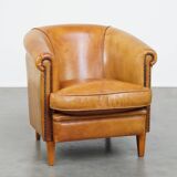 Sheepskin Leather Club Chair with a Warm Color