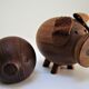 pig and fish wood teak vintage Scandinavian toy 60s