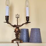 Lampe candélabre 2 feux en laiton doré et ciselé