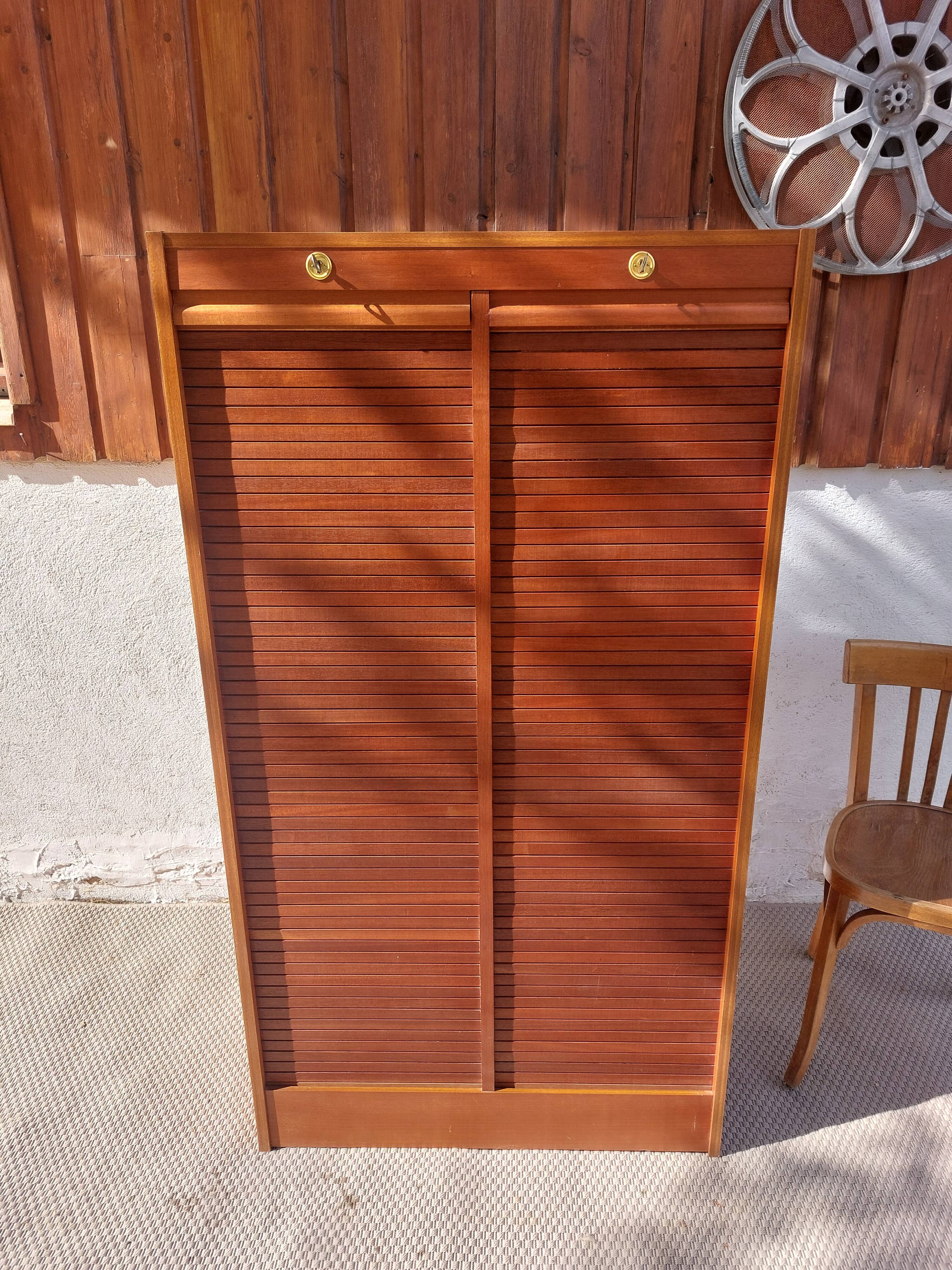 double curtain filing cabinet, vintage