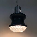 Vintage blue and gray pendant lamp in metal and plastic year 70