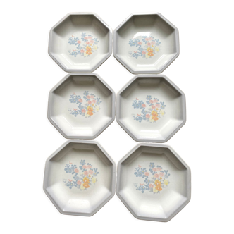 6 assiettes creuses octogonales Tiffany