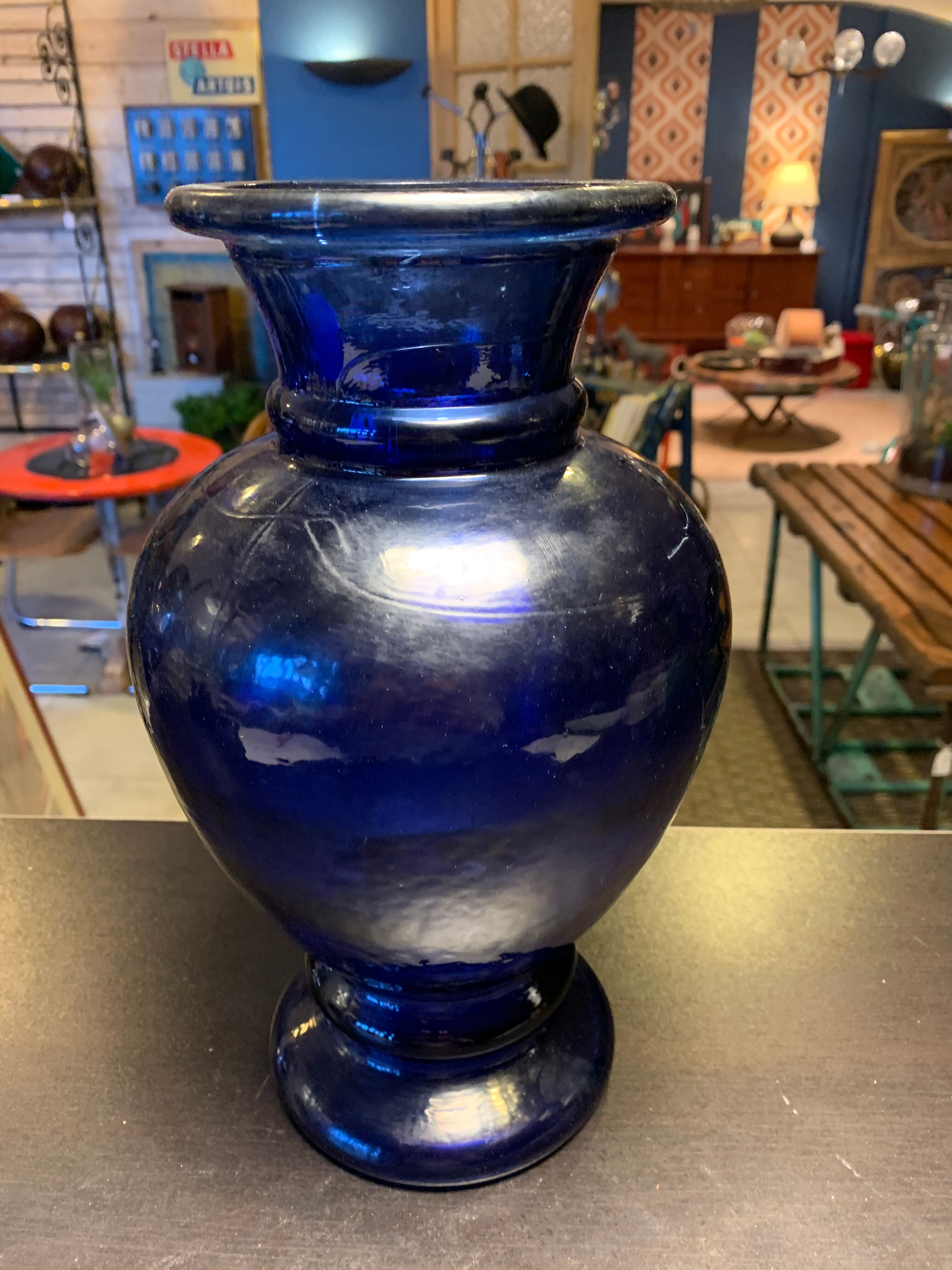 Blue glass vase