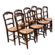 8 Louis XV solid wood straw shell chairs