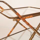 Cesare Lacca Cart in Faux Bamboo and Brass, 1950