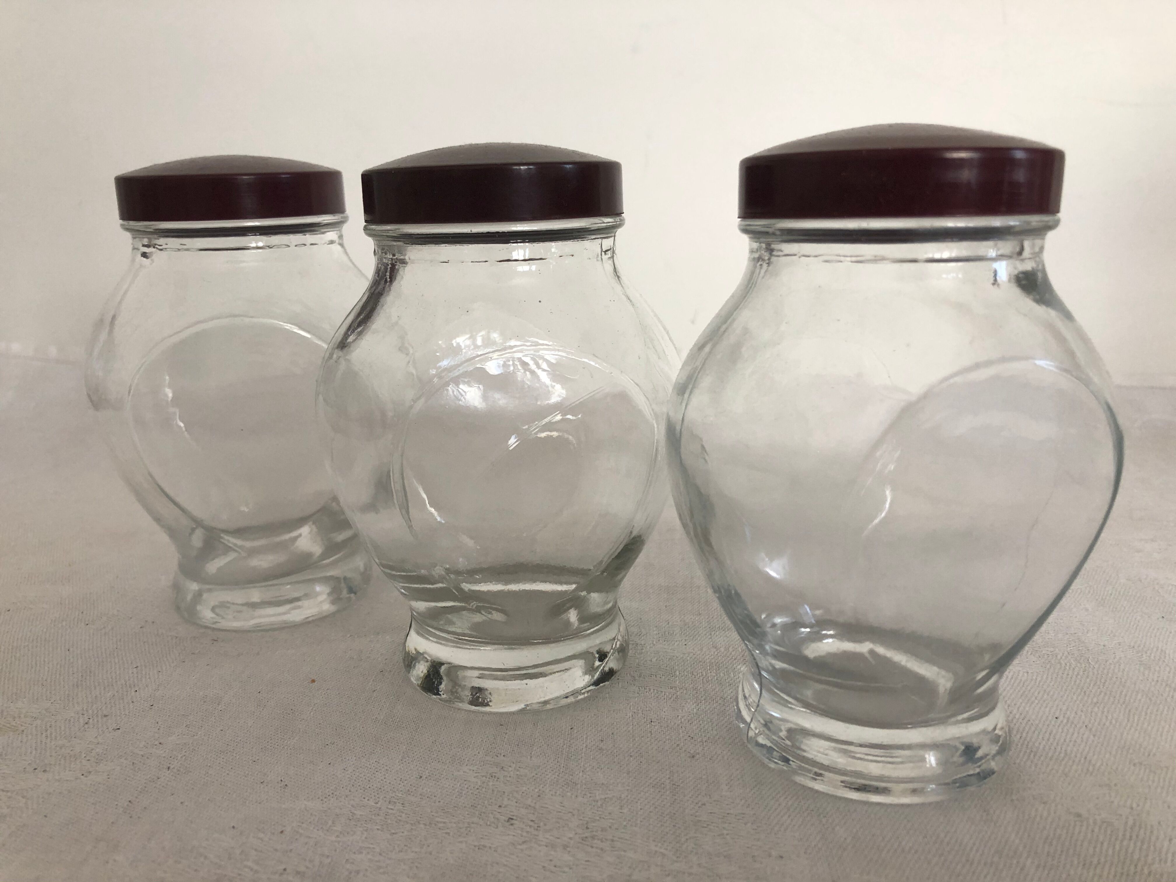 Trio de bocaux à épices, bouchon bakelite