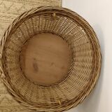 Antique round wicker basket with lid