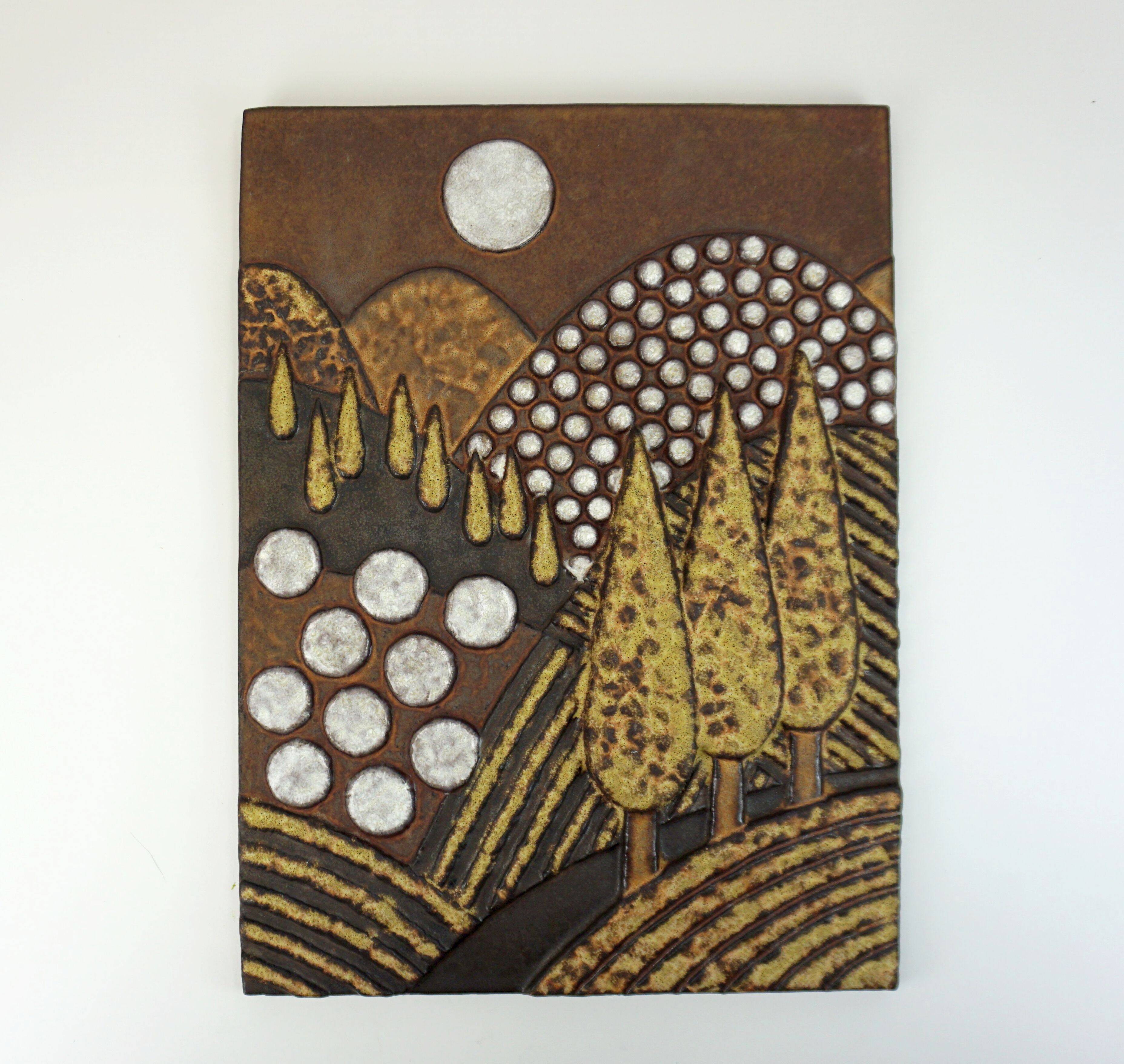 ceramic WALL PANEL landscape 70s  no. 7854 majolika karlsruhe liedke