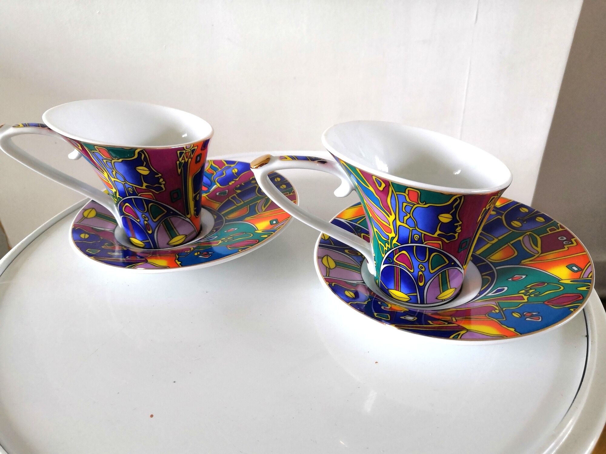 Paire de tasses et soucoupes design so french, décor du galion