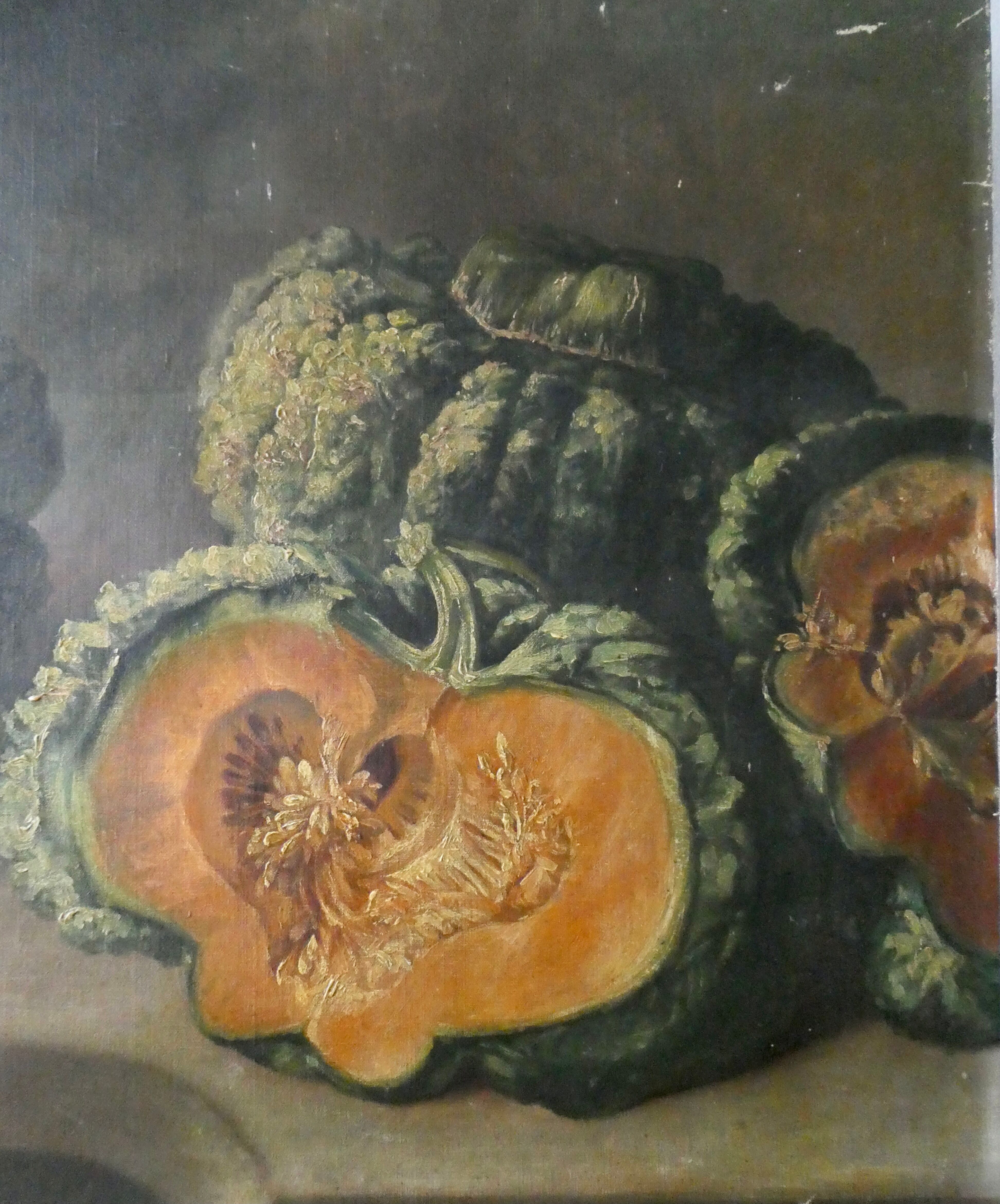 Painting, oil on canvas, still life with pumpkins, nineteenth