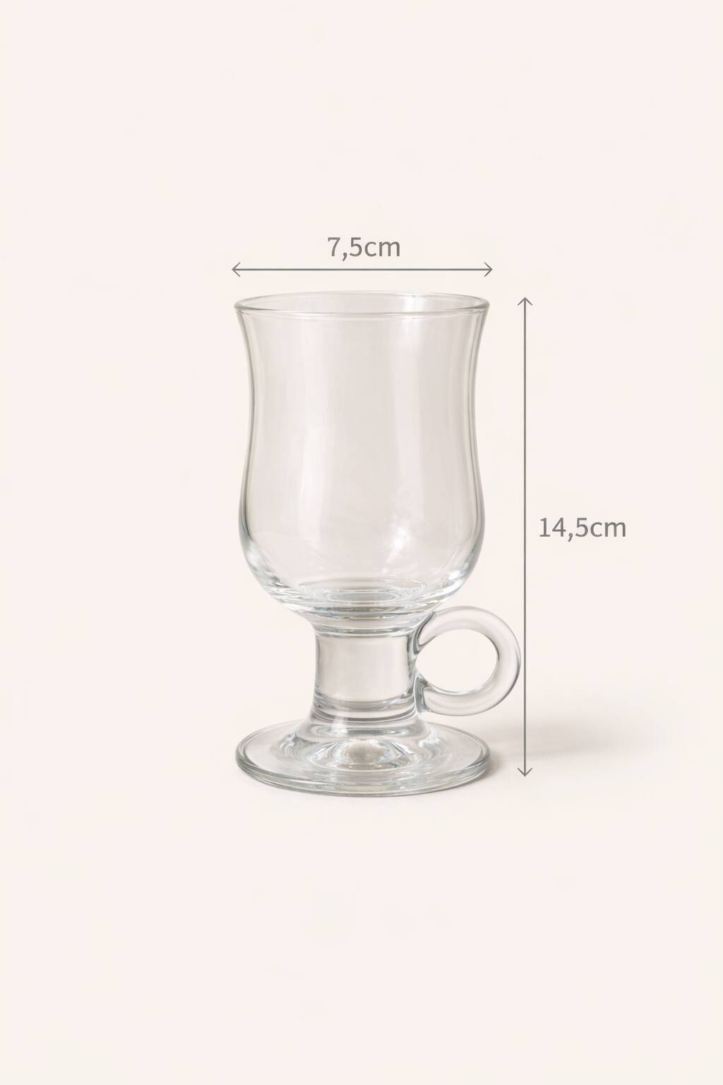 Set of 4 vintage footed tea glasses – ring handles – bistro style