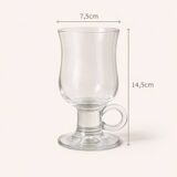 Set of 4 vintage footed tea glasses – ring handles – bistro style