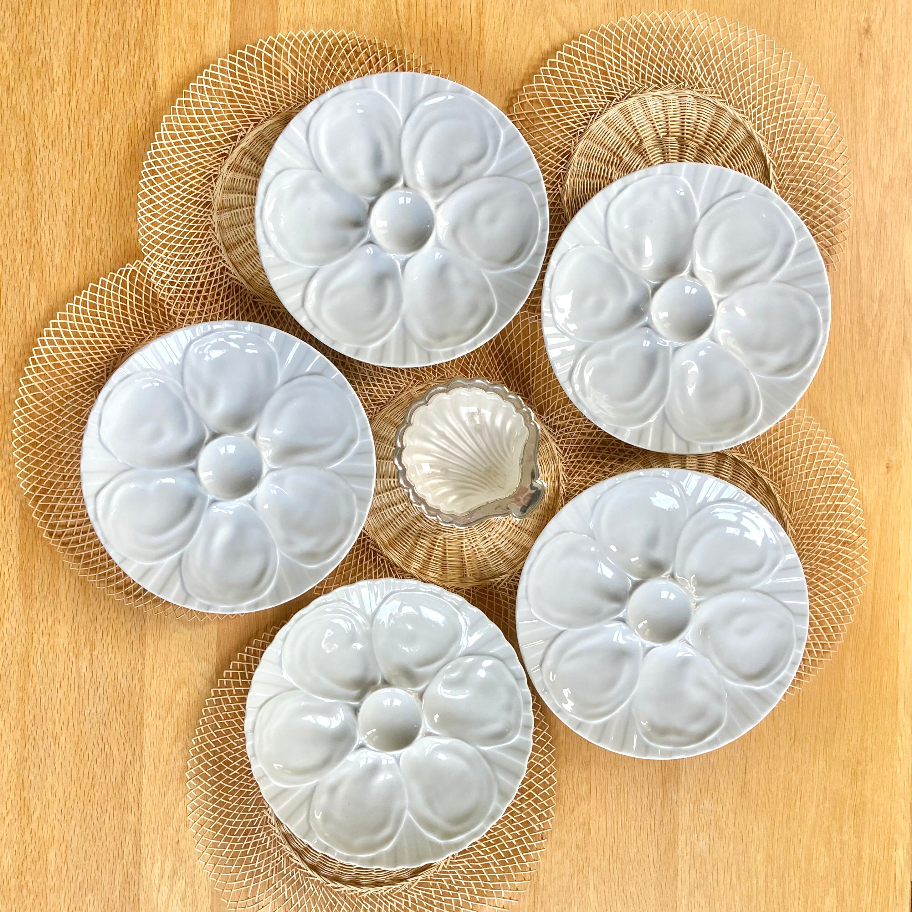 5 oyster plates Pillivuyt white porcelain
