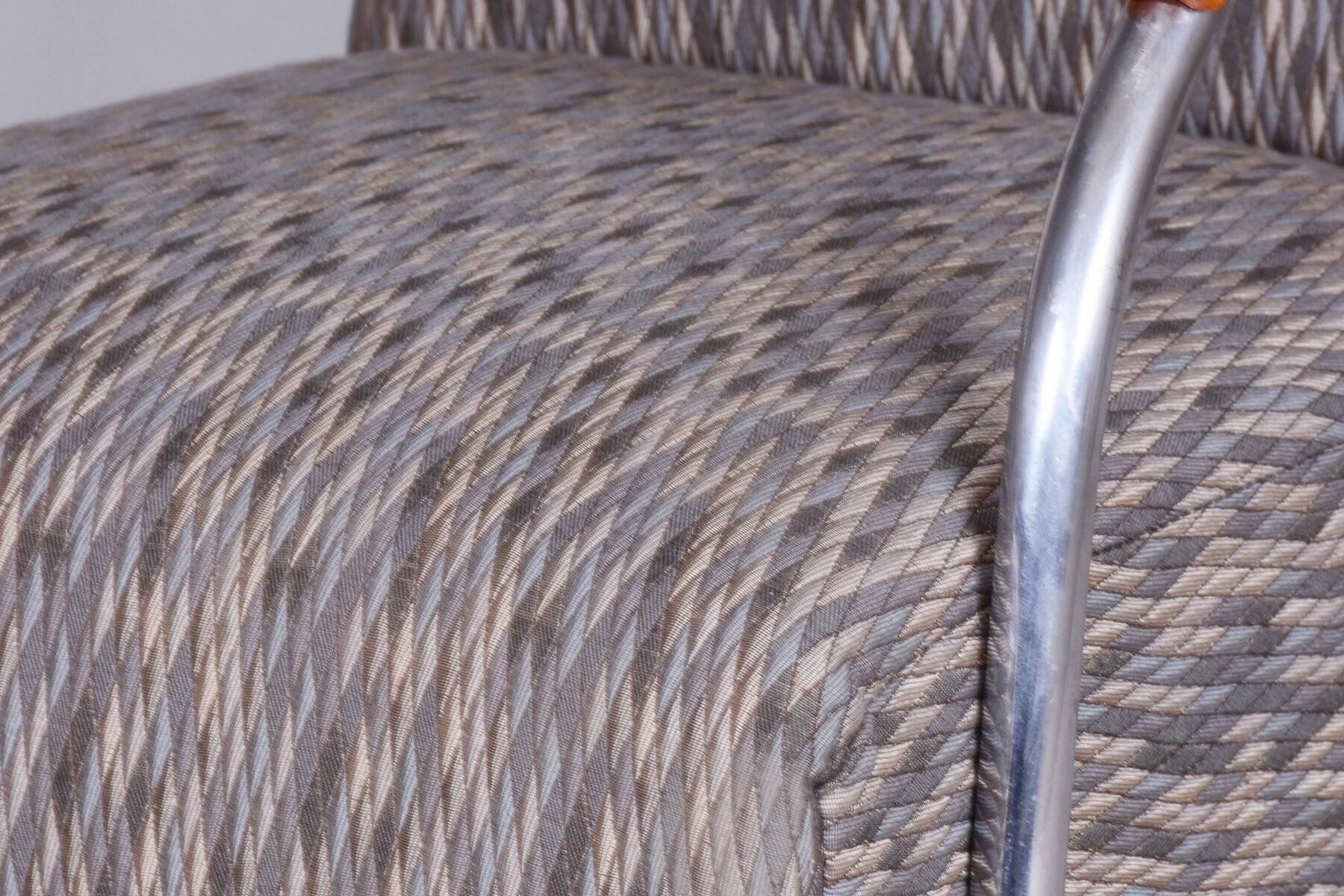 Czech Bauhaus Armchair in Chrome and Beech attributed to Mücke Melder, 1930s