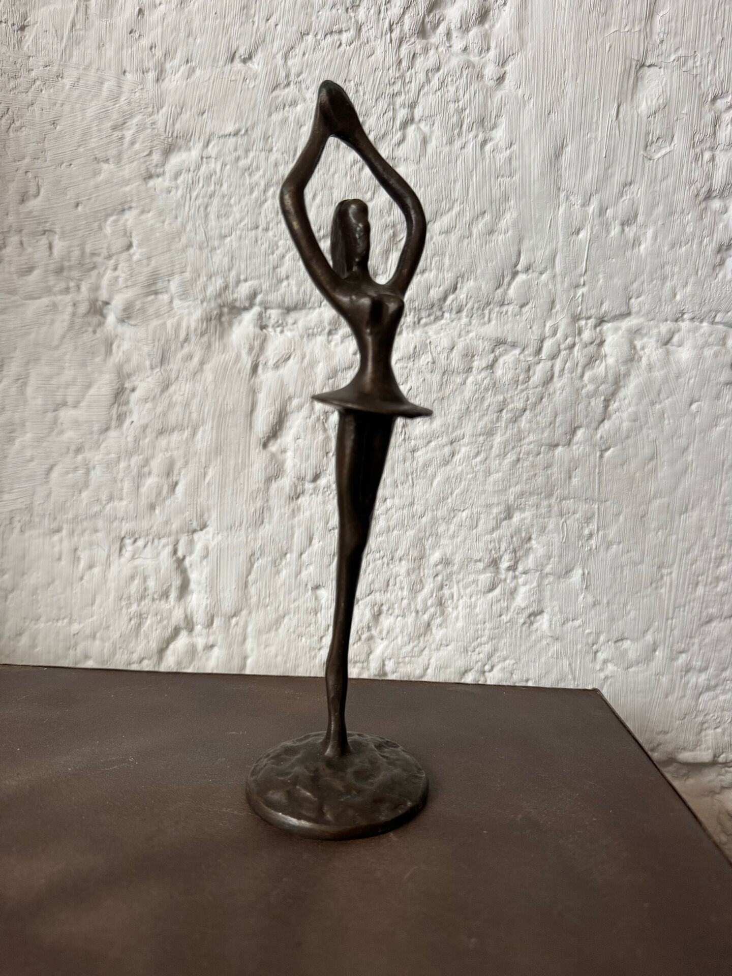 Small bronze dancer in 1980s modernist style.