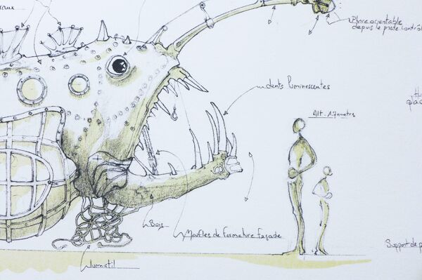 François delaroziere, luminaire des grands fonds, 2008. lithographie originale signée