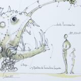 François delaroziere, luminaire des grands fonds, 2008. original lithograph signed
