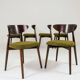 Set of 4 dining chairs in sauvage green bouclé Scandinavian design.