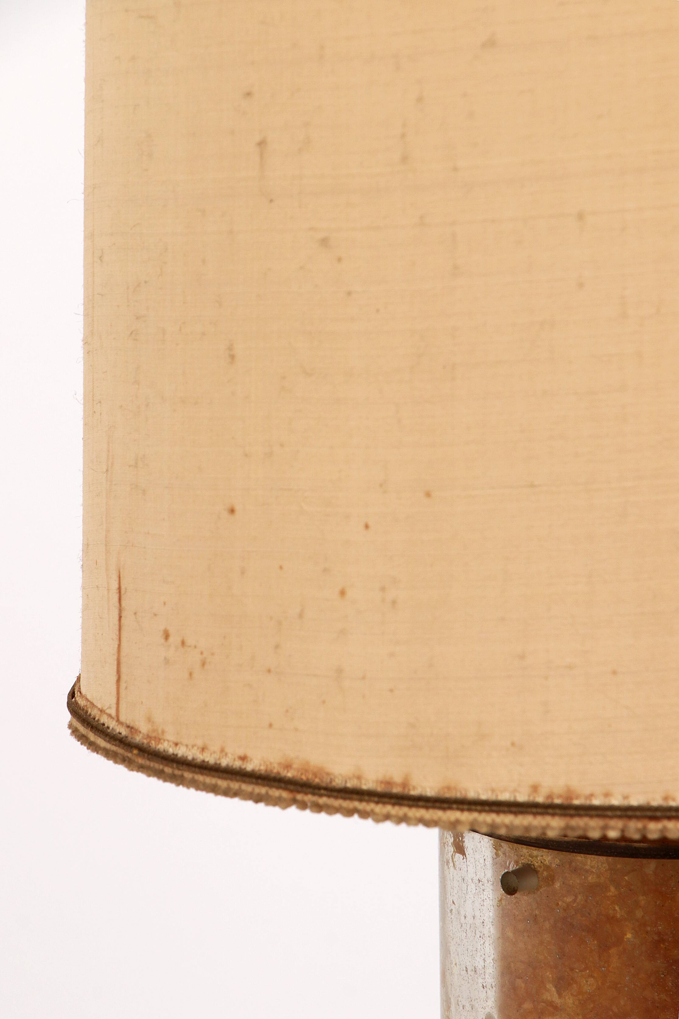 Brutalist Table Lamp Marble & Glass, Vintage 1980