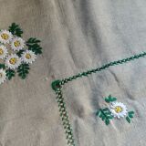Hand embroidered linen tablecloth