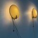 Pair of green plexiglass and gold metal wall lights by Erco, 1950s, Germany.