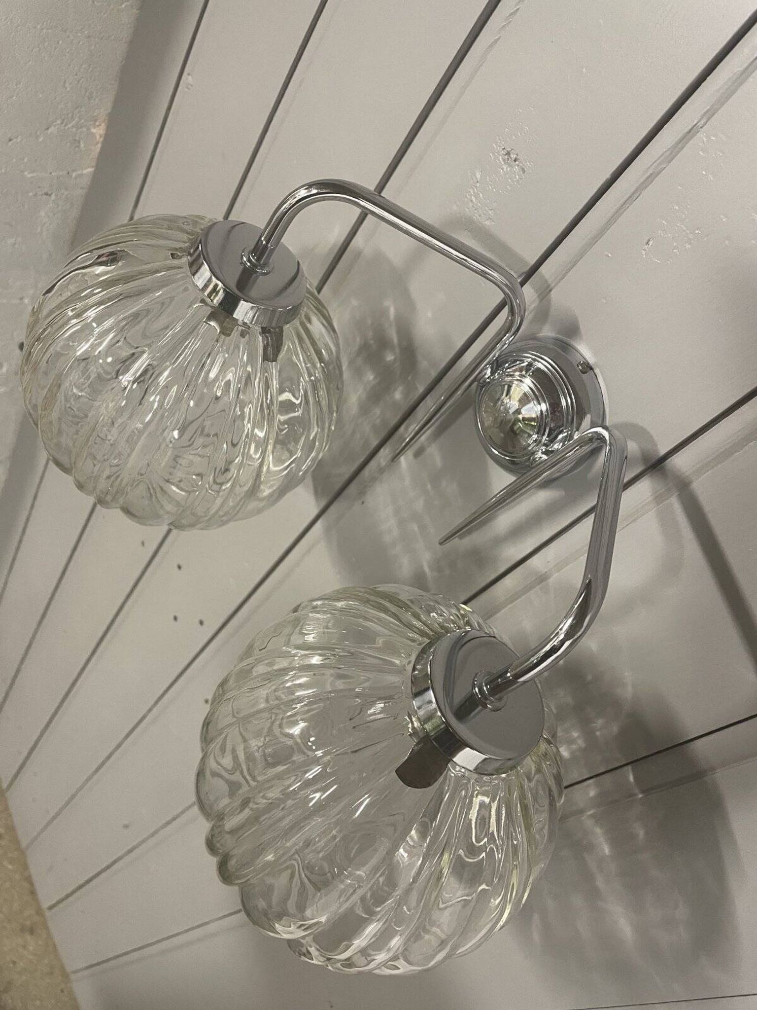 Applique 2 globes métal chromé et verre