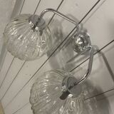 Wall light with 2 chrome-plated metal and glass globes
