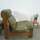 Fauteuil en cuir vert et bois de chêne