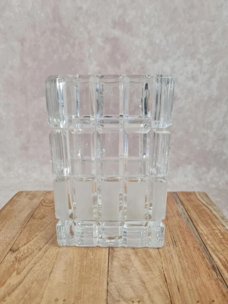 Vintage glass vase with geometric design