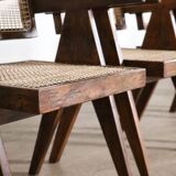 Set of 8 Pierre Jeanneret Office Cane Chairs, India 1950s