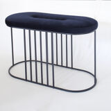Navy velvet bench