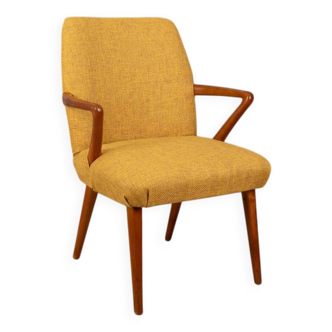 Fauteuil vintage années 60 en tissu jaune design italien