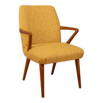 Fauteuil vintage années 60 en tissu jaune design italien