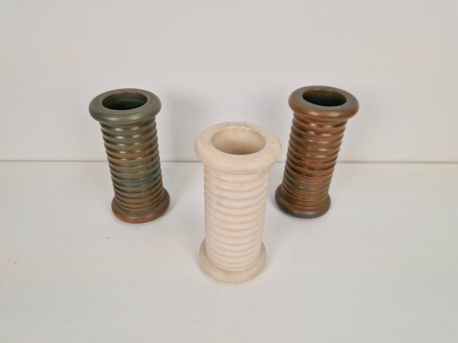 Vintage Scandinavian Ribbed Cylinder Vases, 1960s, Set of 3