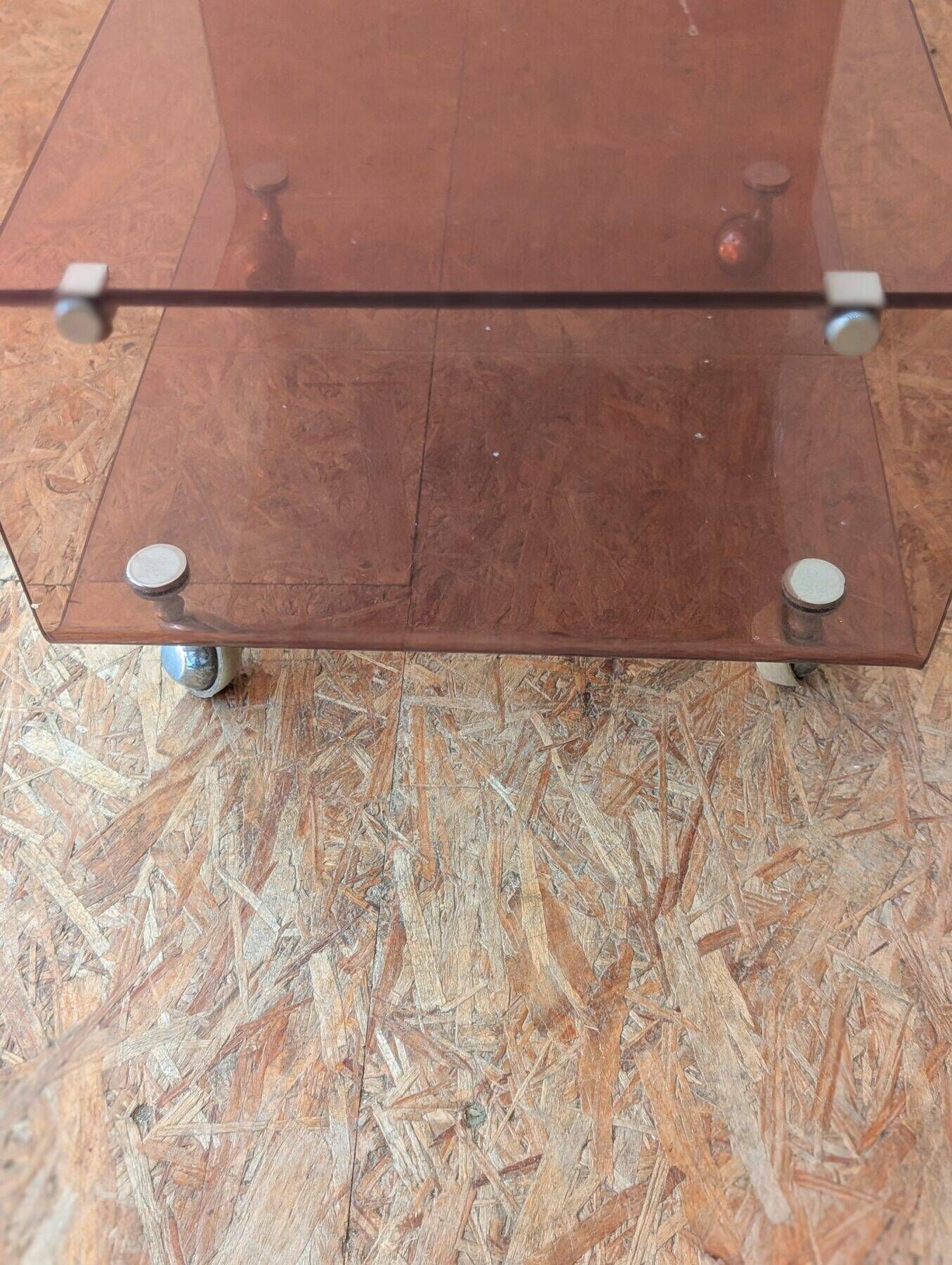 Pair of vintage smoked plexiglass bedside tables or accent furniture.